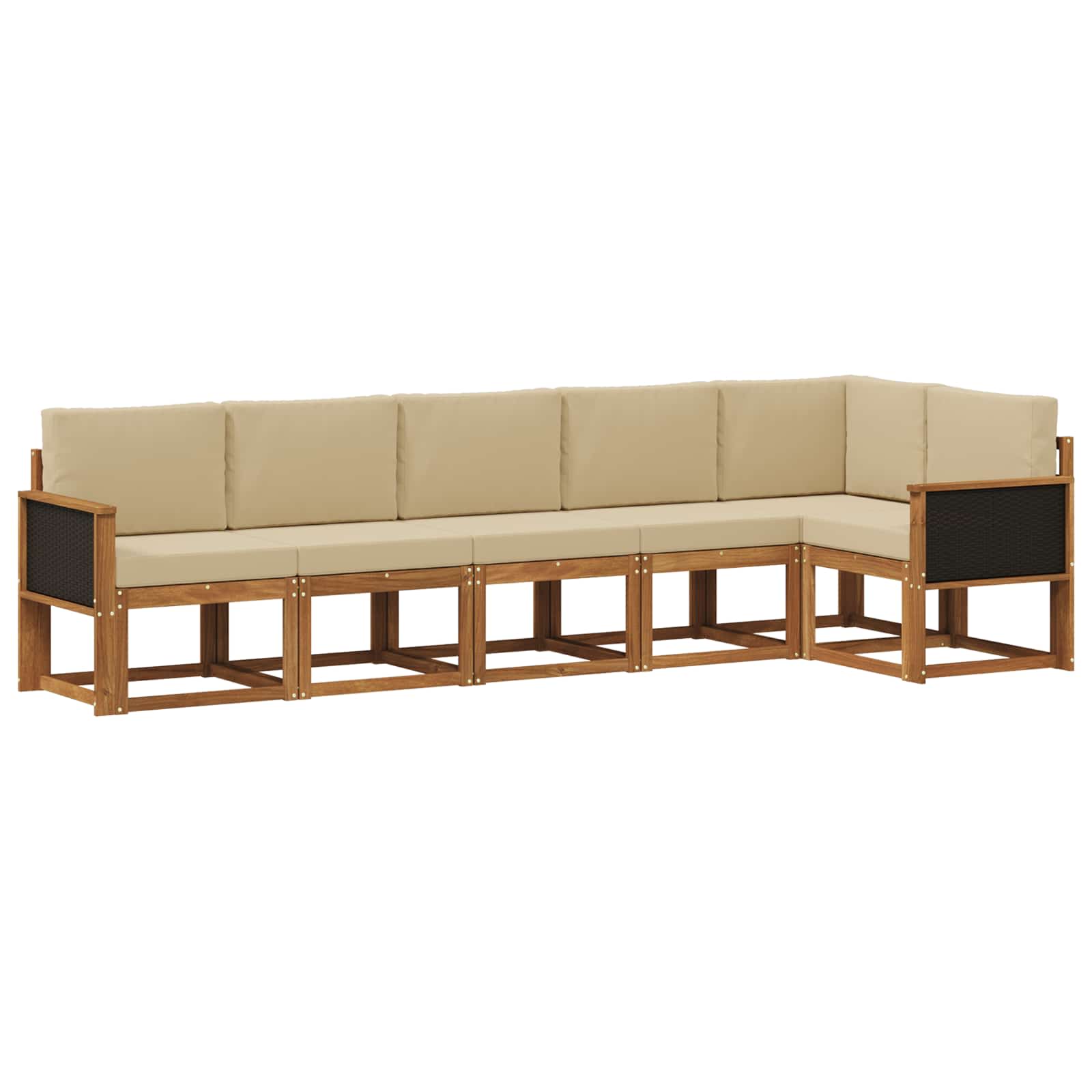 vidaXL Bankstel met kussen 6 pcs Natuurlijk en Crème