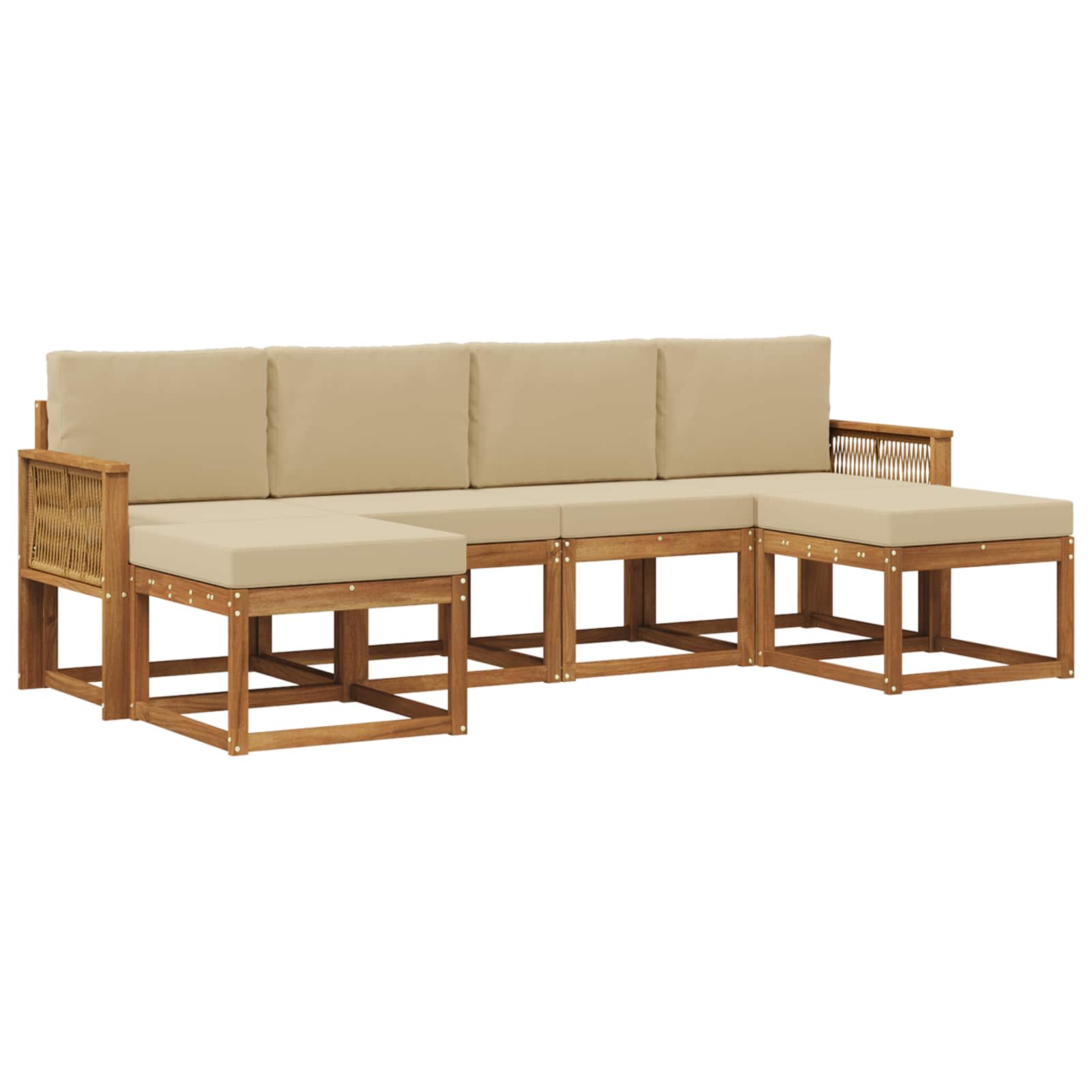 vidaXL Buiten bankenset 6 pcs Naturel Massief Acaciahout