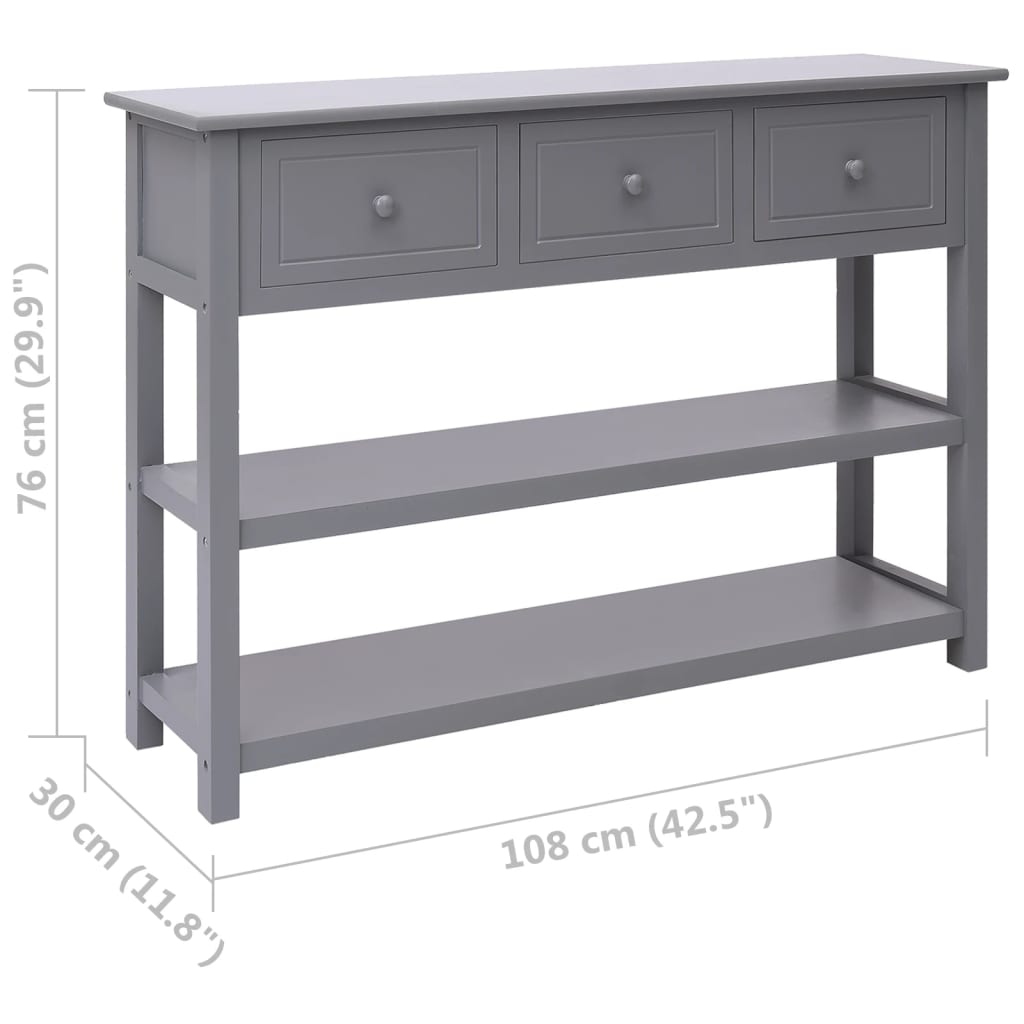 vidaXL Dressoir 108x30x76 cm massief paulowniahout grijs - Aashly