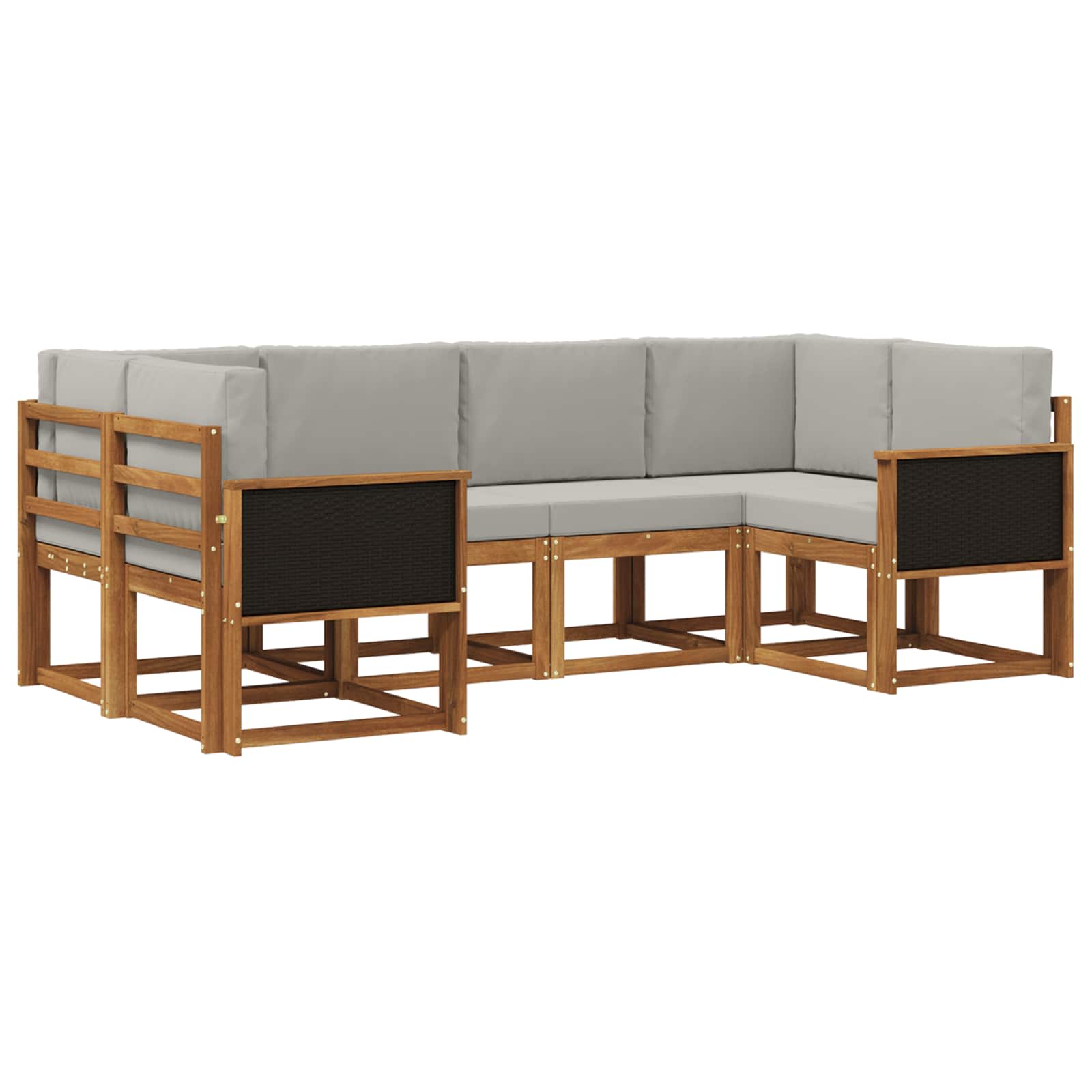 vidaXL Bankstel met kussen 6 pcs Natuurlijk en Crème
