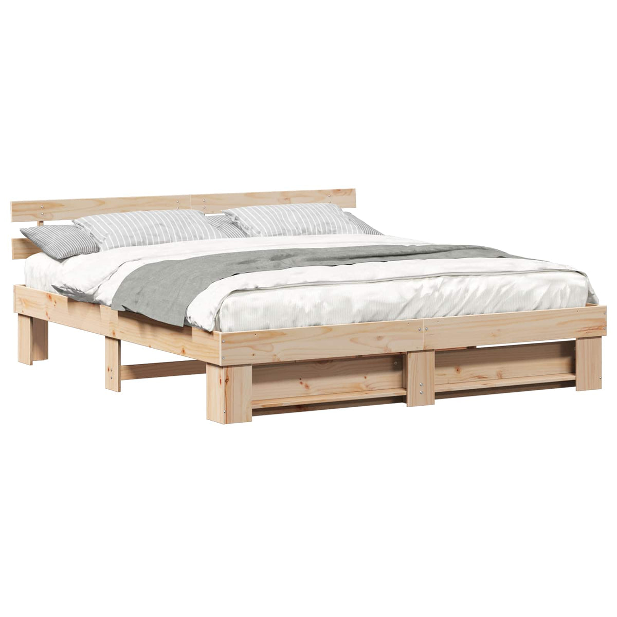 vidaXL Bedframe met hoofdeinde Bruin 200 x 200 cm Massief grenenhout