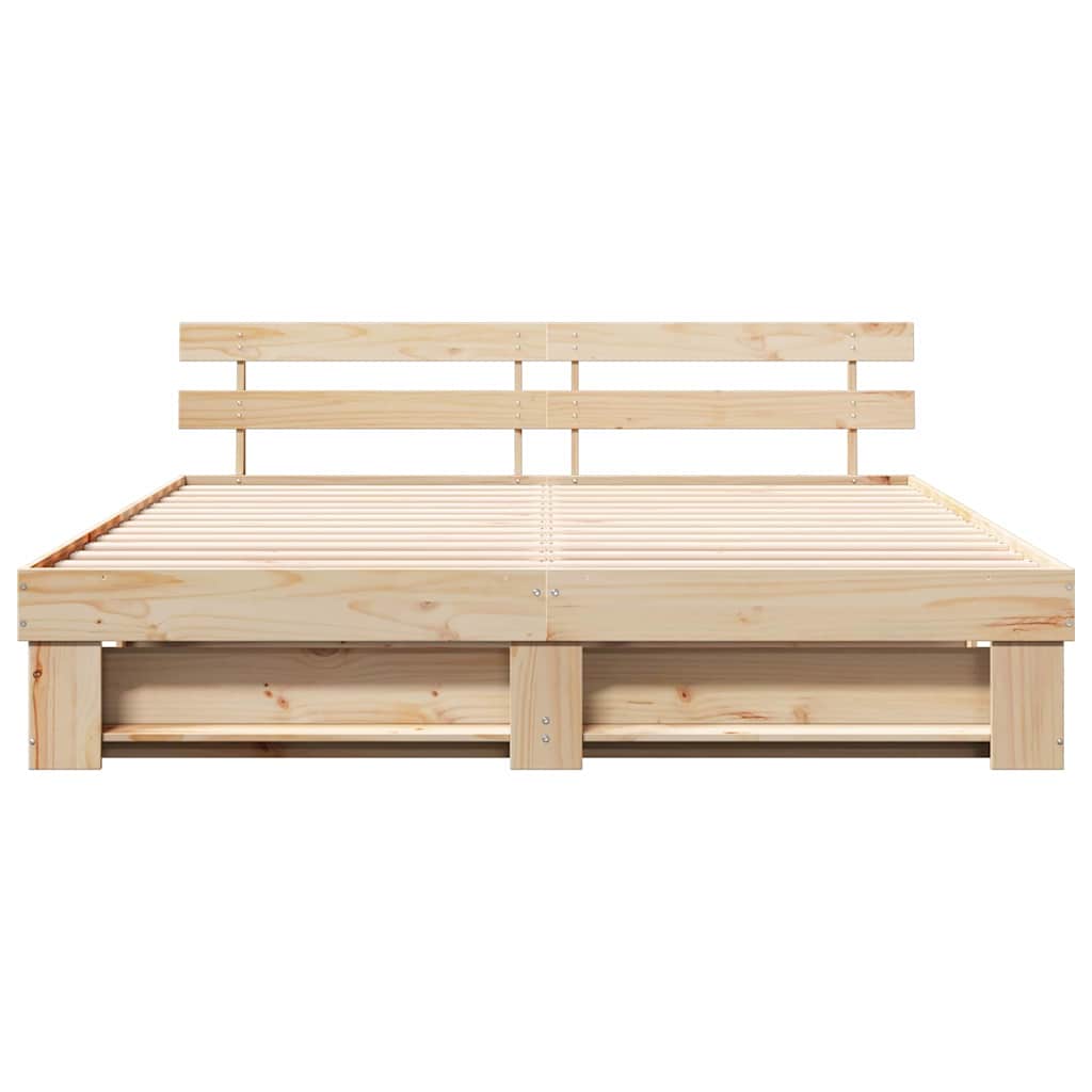 vidaXL Bedframe met hoofdeinde Bruin 200 x 200 cm Massief grenenhout