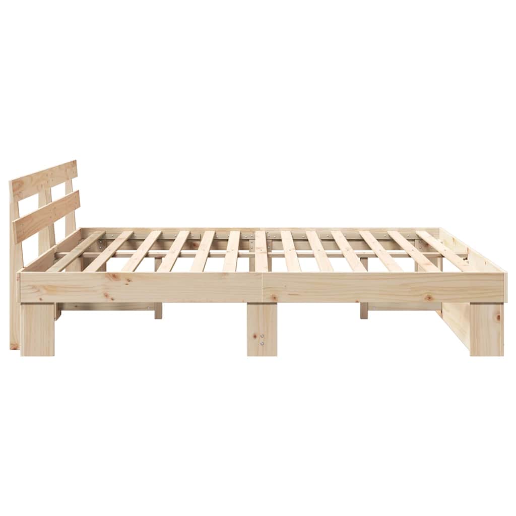 vidaXL Bedframe met hoofdeinde Bruin 200 x 200 cm Massief grenenhout