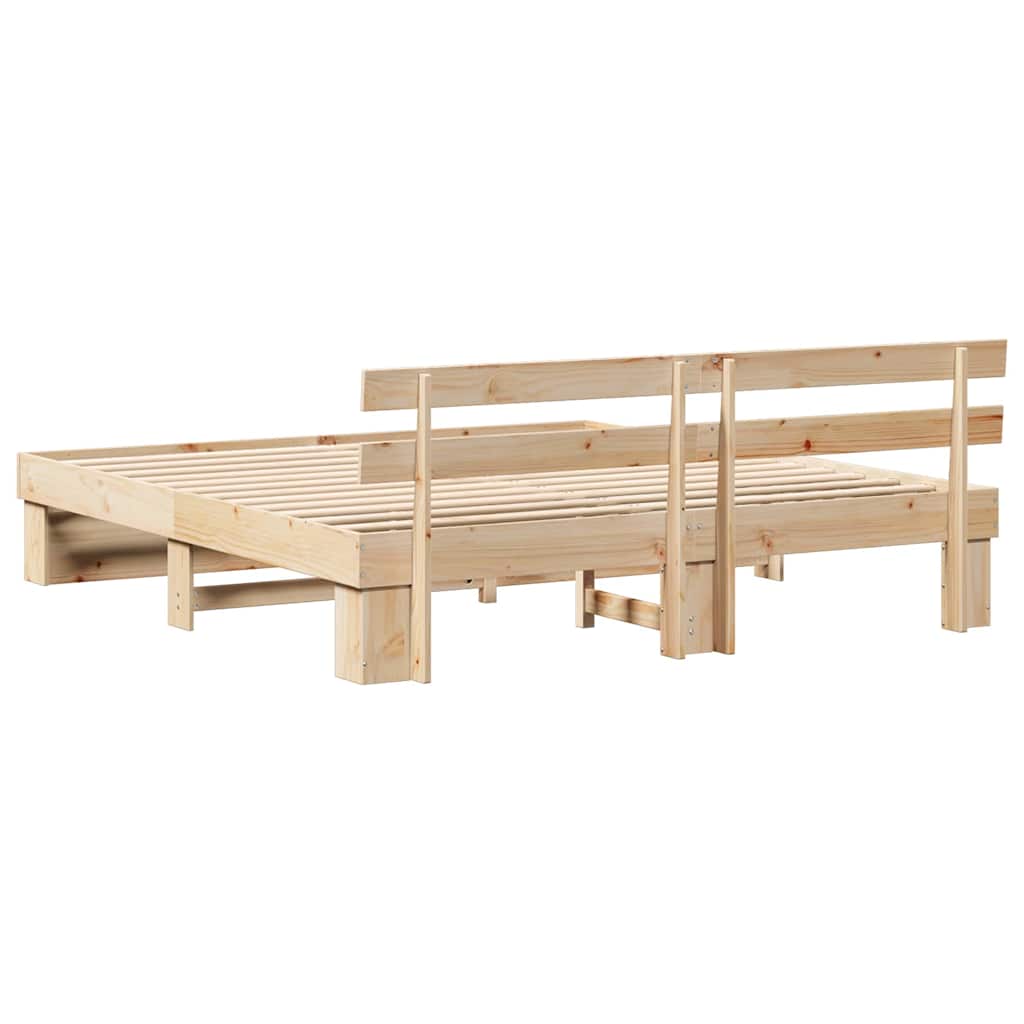 vidaXL Bedframe met hoofdeinde Bruin 200 x 200 cm Massief grenenhout