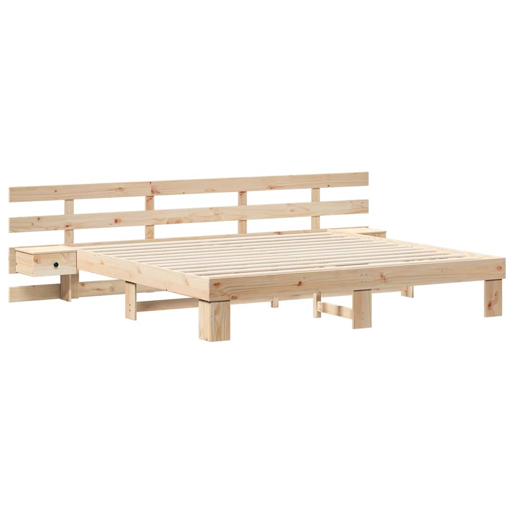 vidaXL Bedframe met lade Bruin 200 x 200 cm Massief grenenhout