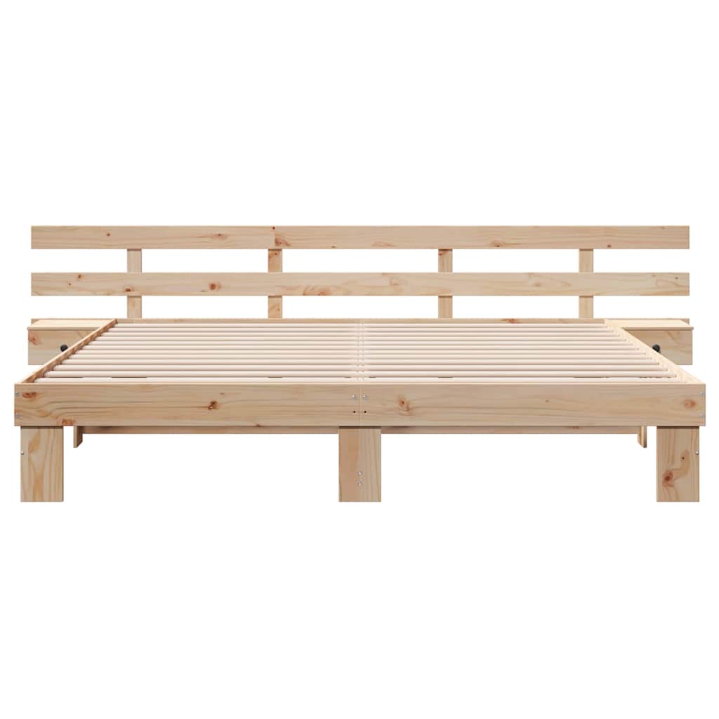 vidaXL Bedframe met lade Bruin 200 x 200 cm Massief grenenhout