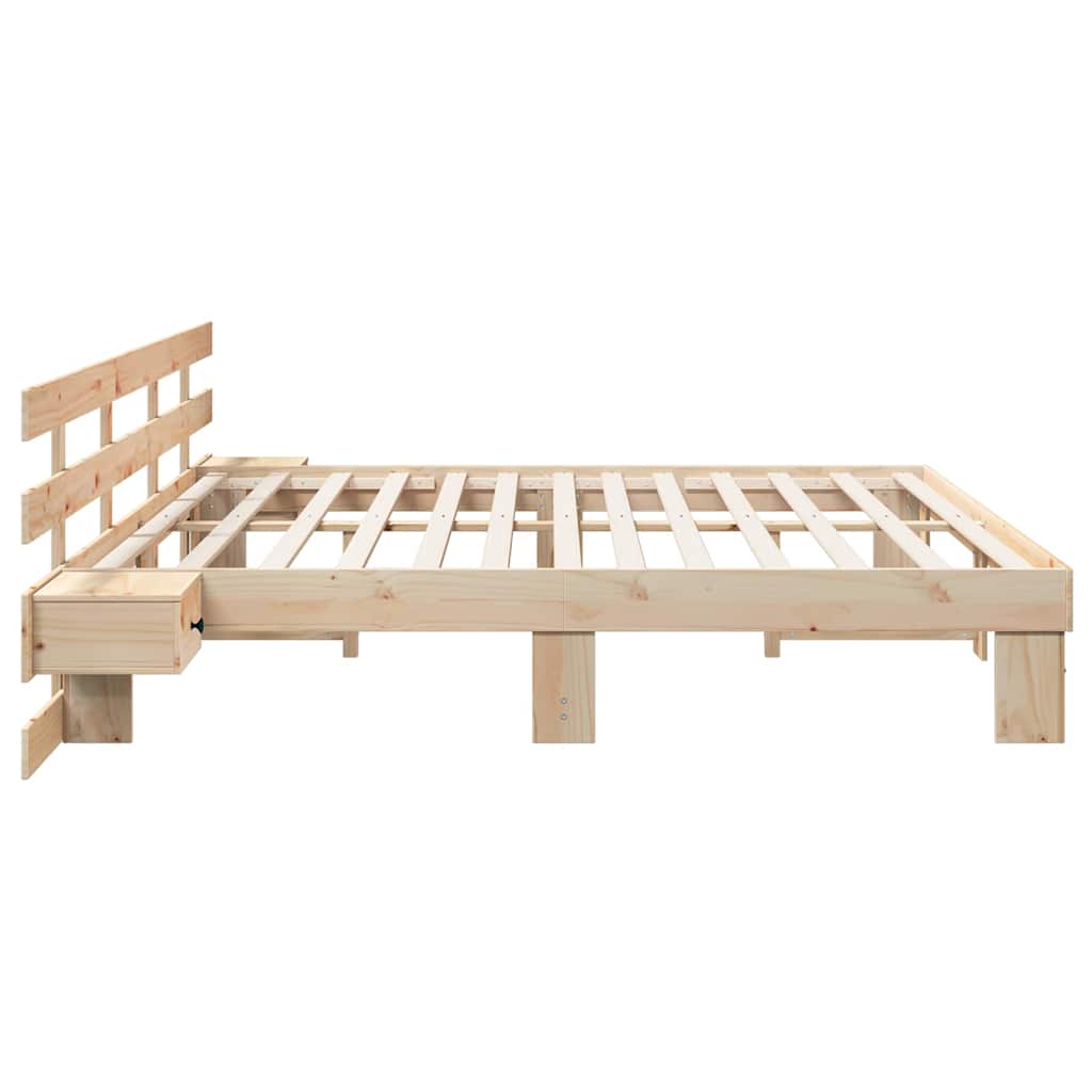 vidaXL Bedframe met lade Bruin 200 x 200 cm Massief grenenhout