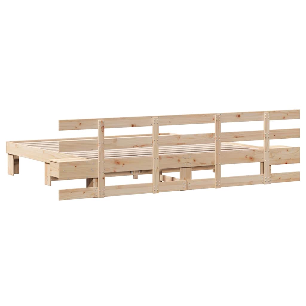 vidaXL Bedframe met lade Bruin 200 x 200 cm Massief grenenhout