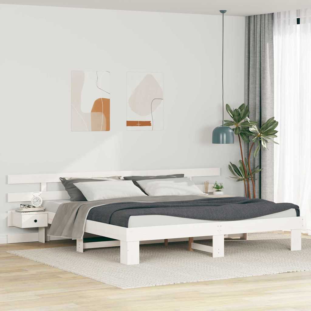 vidaXL Bedframe met lade Bruin 200 x 200 cm Massief grenenhout