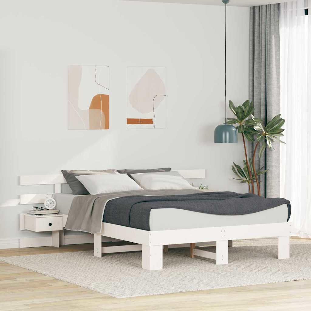 vidaXL Bedframe met lade Bruin 200 x 200 cm Massief grenenhout