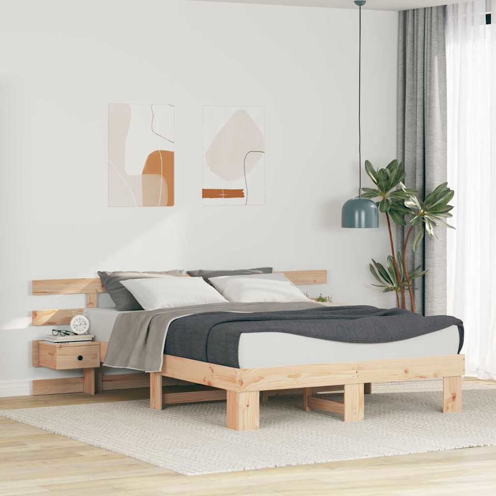 vidaXL Bedframe met lade Bruin 200 x 200 cm Massief grenenhout