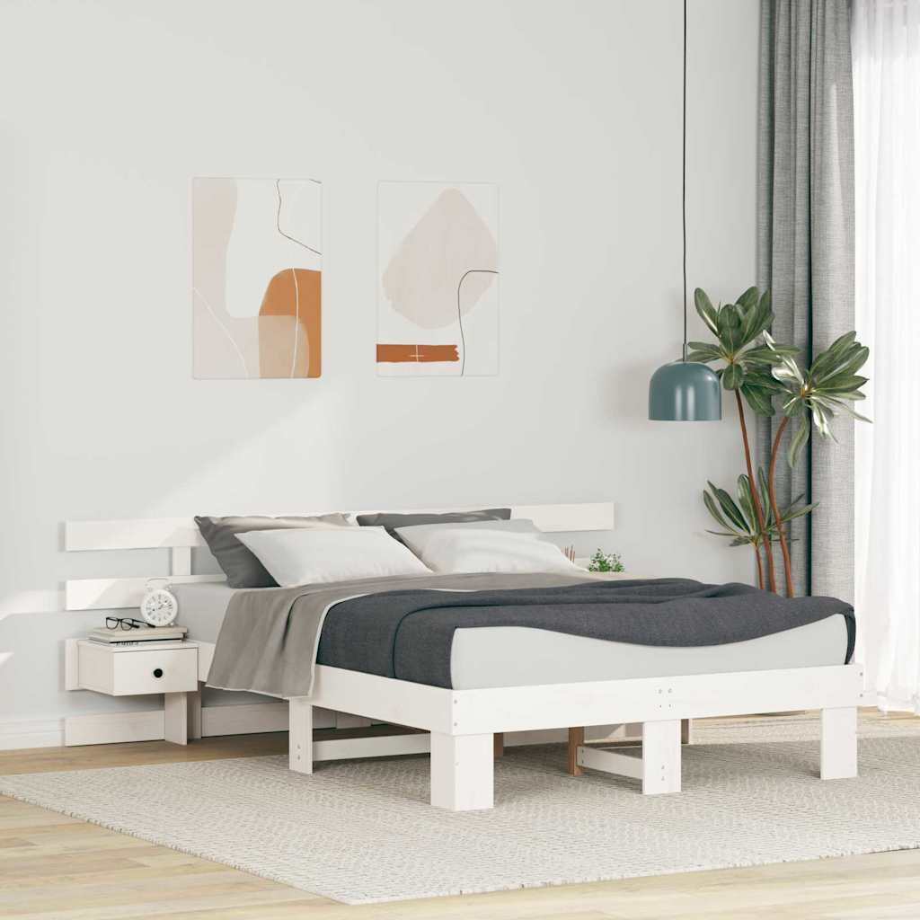 vidaXL Bedframe met lade Bruin 200 x 200 cm Massief grenenhout