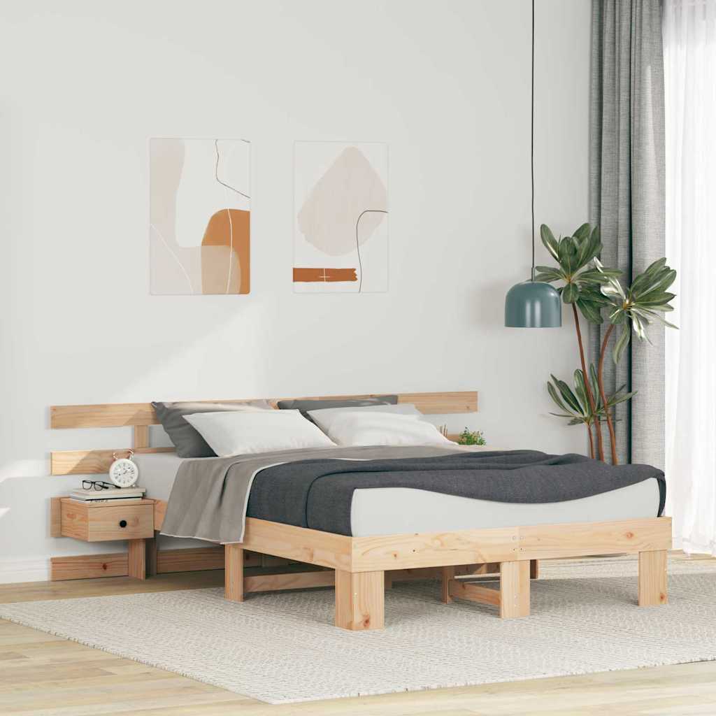 vidaXL Bedframe met lade Bruin 200 x 200 cm Massief grenenhout