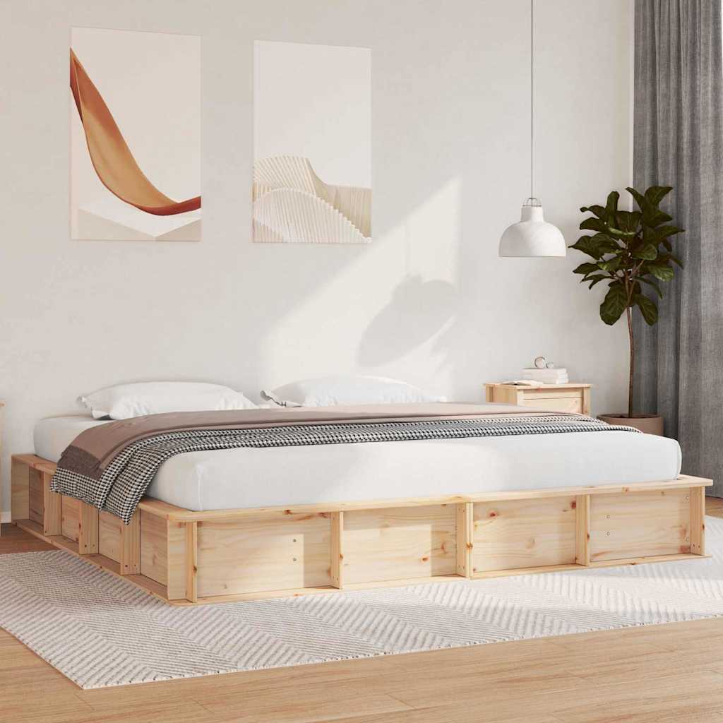 vidaXL Bedframe met opslag Bruin 200 x 200 cm Grenenhout