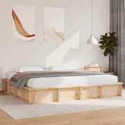 vidaXL Bedframe met opslag Bruin 200 x 200 cm Grenenhout