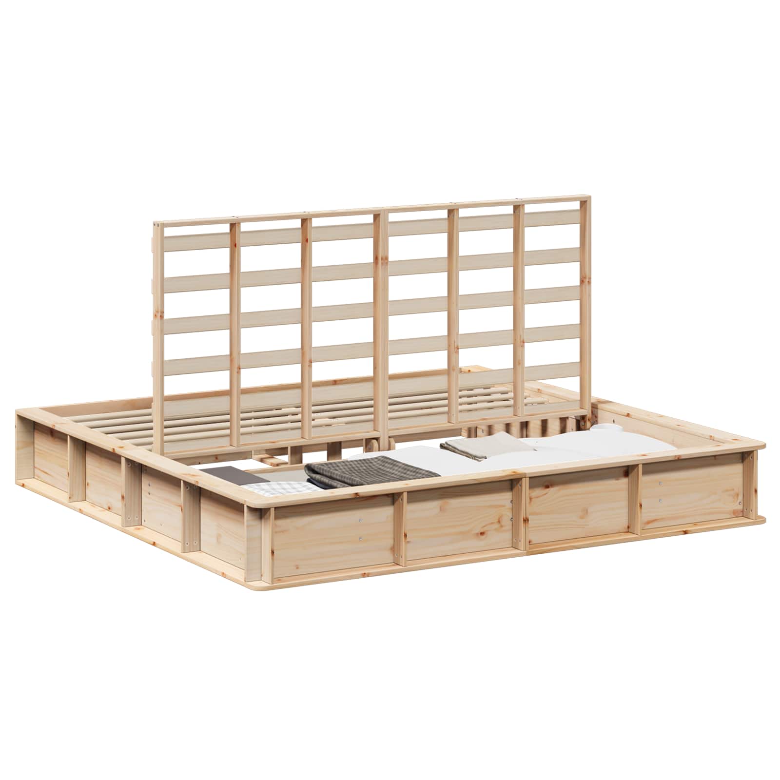 vidaXL Bedframe met opslag Bruin 200 x 200 cm Grenenhout
