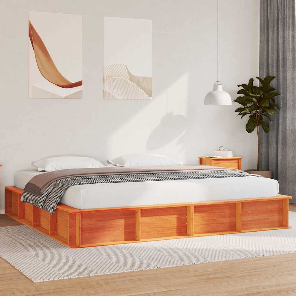 vidaXL Bedframe met opslag Bruin 200 x 200 cm Grenenhout