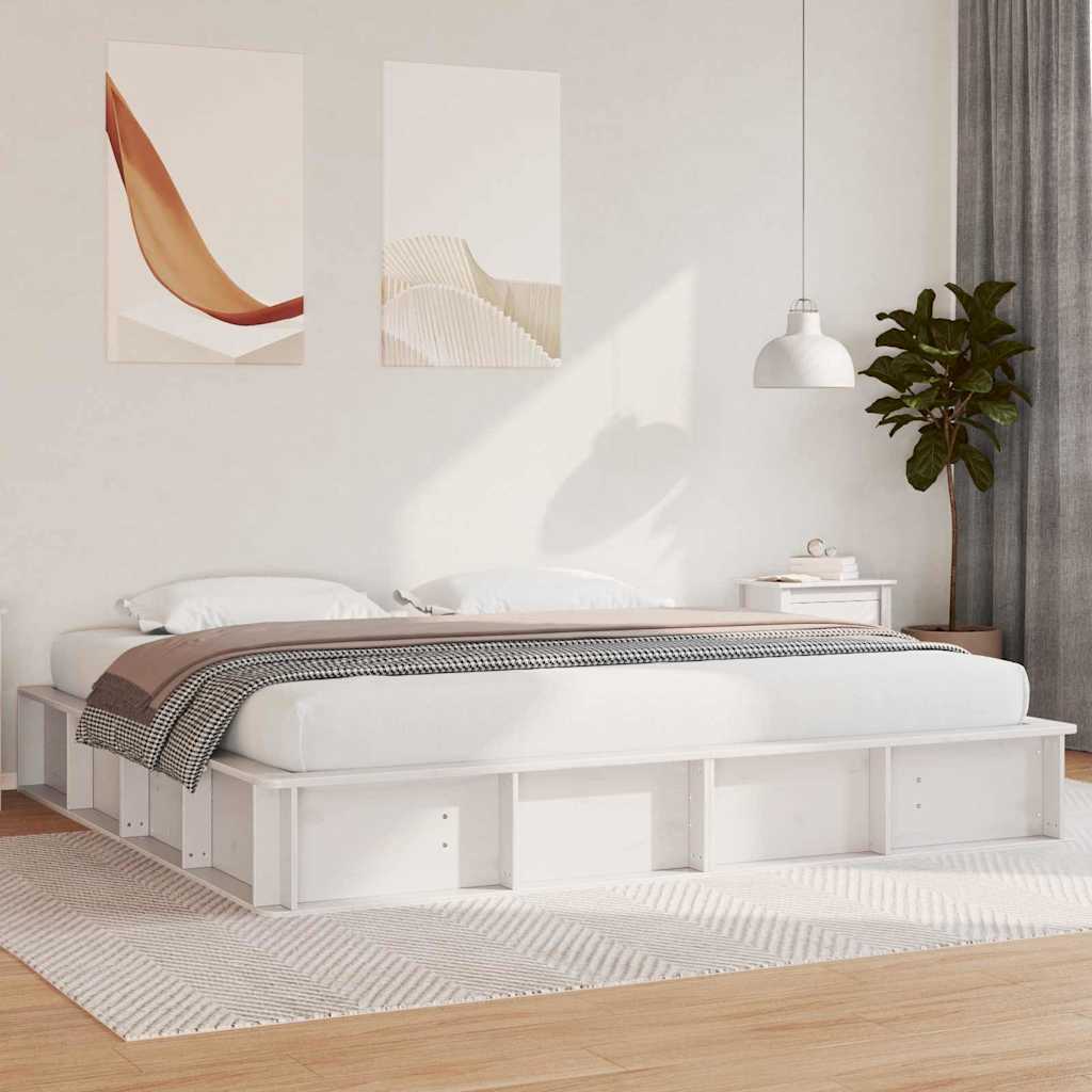 vidaXL Bedframe met opslag Bruin 200 x 200 cm Grenenhout
