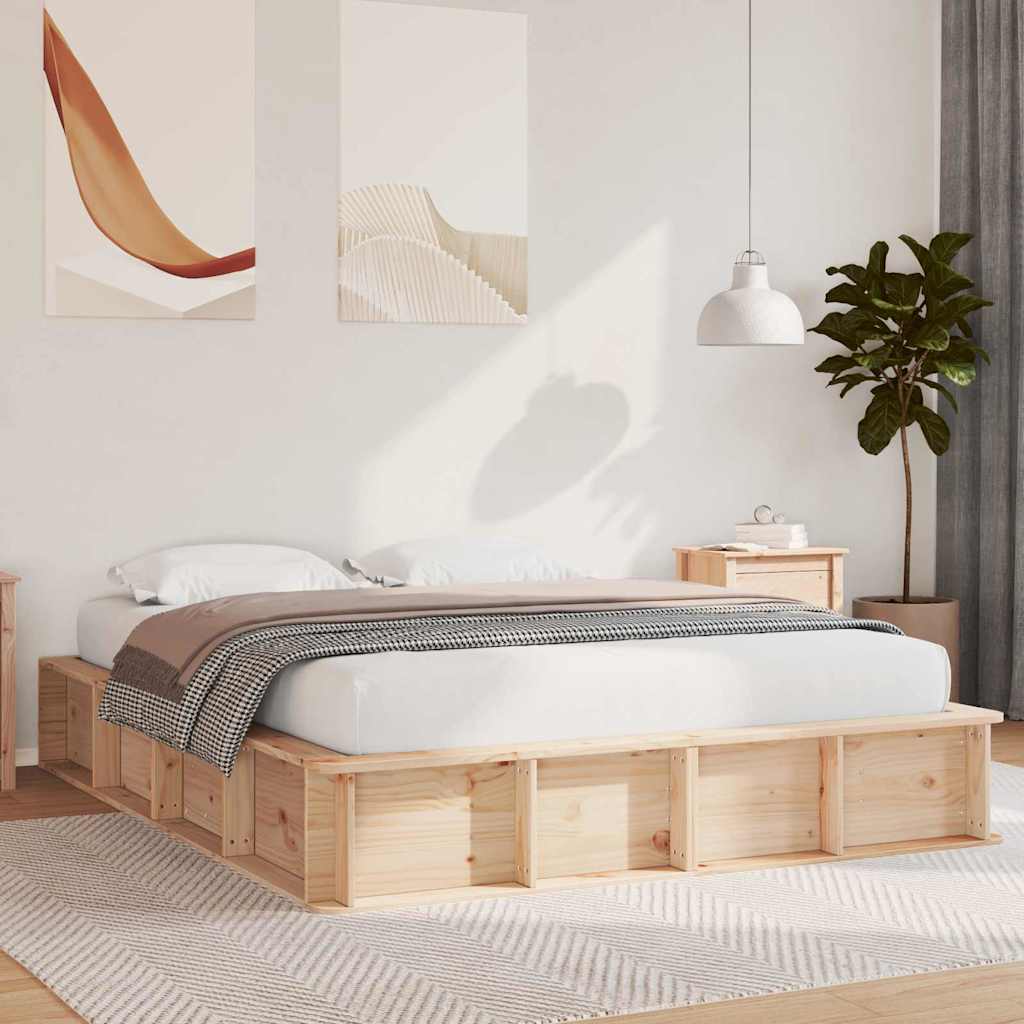 vidaXL Bedframe met opslag Bruin 200 x 200 cm Grenenhout