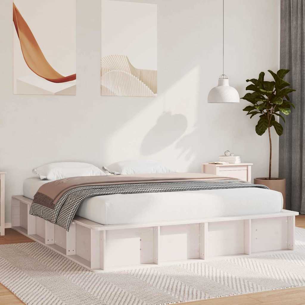 vidaXL Bedframe met opslag Bruin 200 x 200 cm Grenenhout