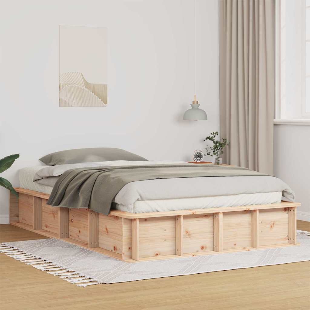 vidaXL Bedframe met opslag Bruin 200 x 200 cm Grenenhout