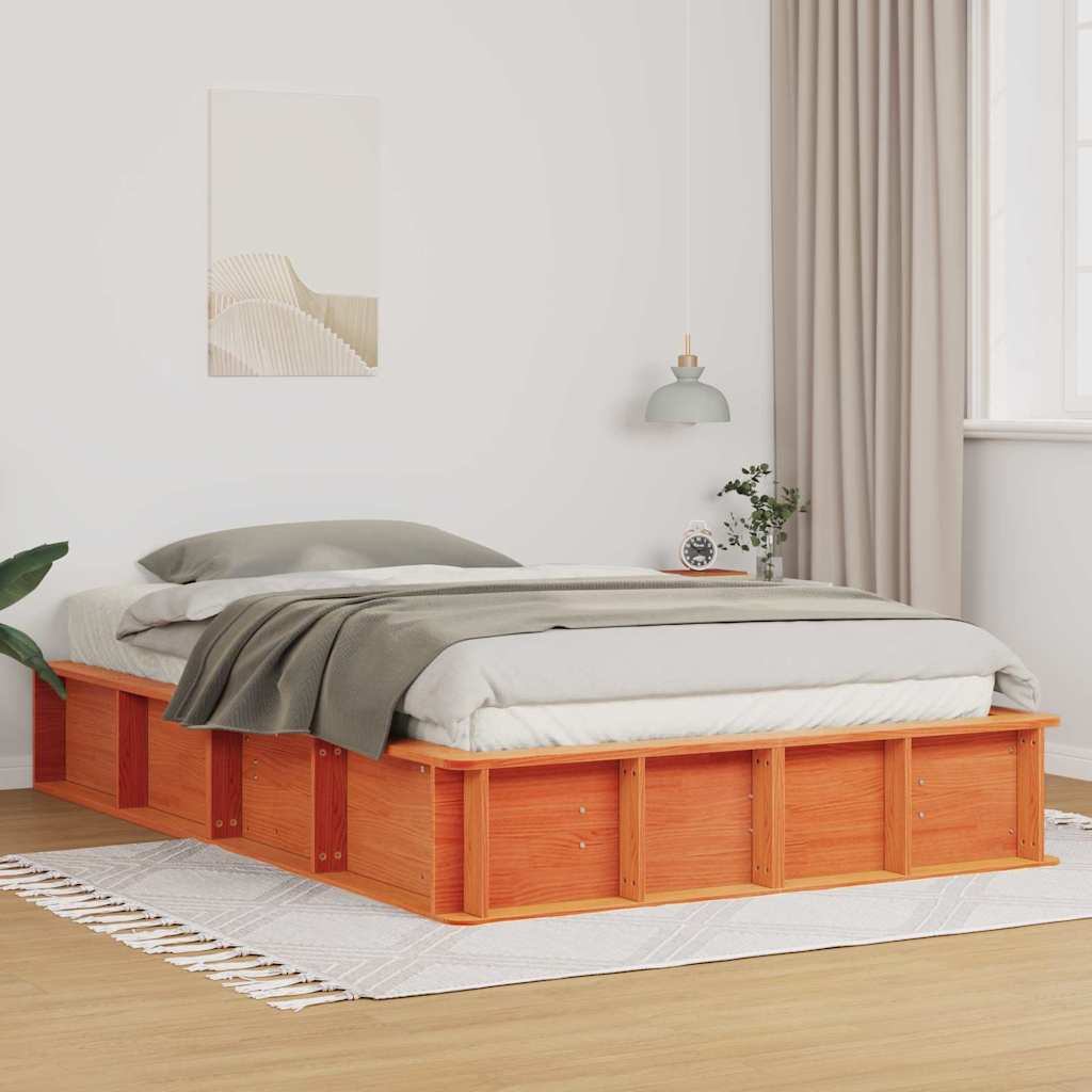 vidaXL Bedframe met opslag Bruin 200 x 200 cm Grenenhout