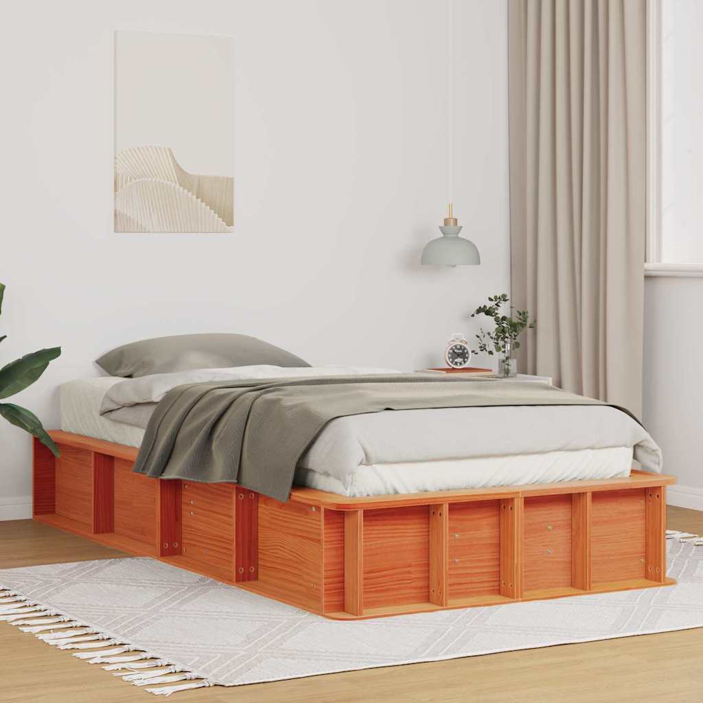 vidaXL Bedframe met opslag Bruin 200 x 200 cm Grenenhout