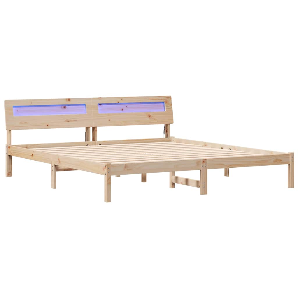 vidaXL Bedframe met LED -striplichten Bruin 200 x 200 cm