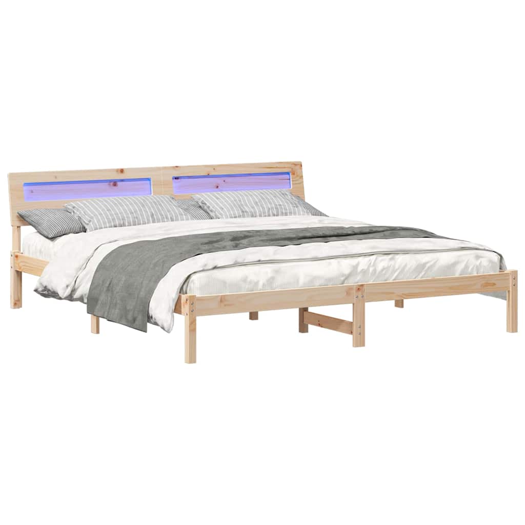 vidaXL Bedframe met LED -striplichten Bruin 200 x 200 cm