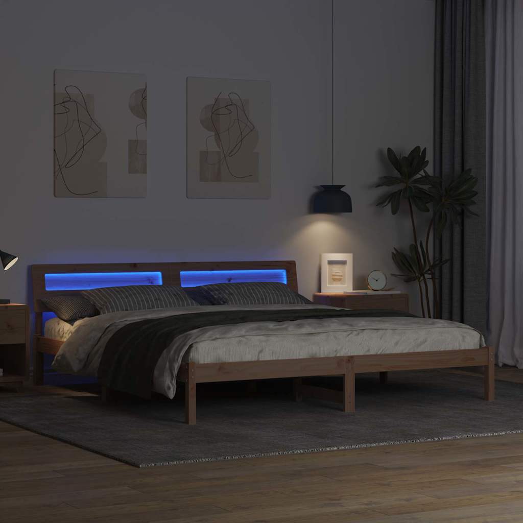 vidaXL Bedframe met LED -striplichten Bruin 200 x 200 cm