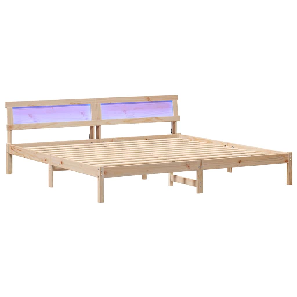 vidaXL Bedframe met hoofdeinde Bruin 200 x 200 cm Massief grenenhout