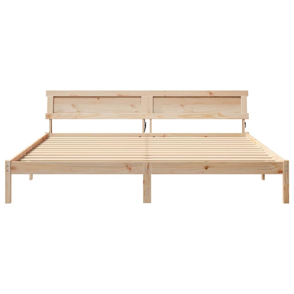 vidaXL Bedframe met hoofdeinde Bruin 200 x 200 cm Massief grenenhout