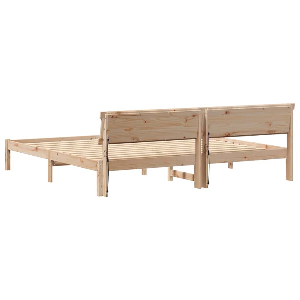 vidaXL Bedframe met hoofdeinde Bruin 200 x 200 cm Massief grenenhout