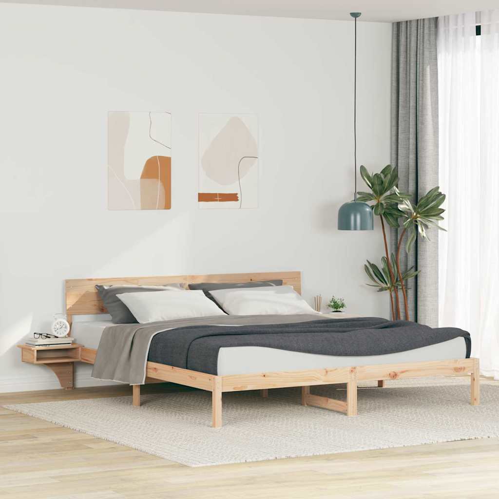 vidaXL Bedframe met hoofdeinde Bruin 200 x 200 cm Massief grenenhout