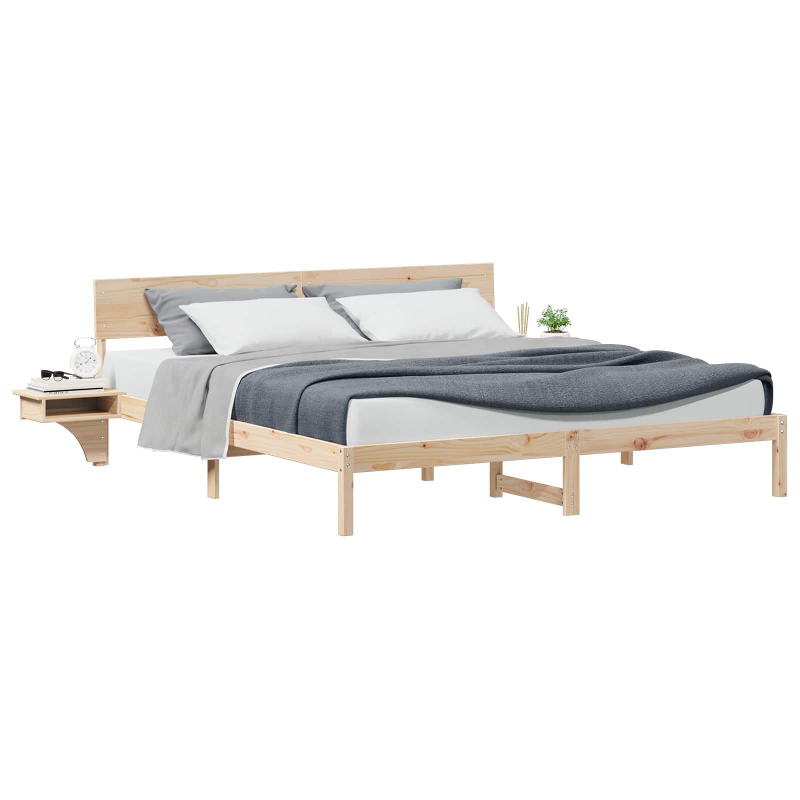 vidaXL Bedframe met hoofdeinde Bruin 200 x 200 cm Massief grenenhout