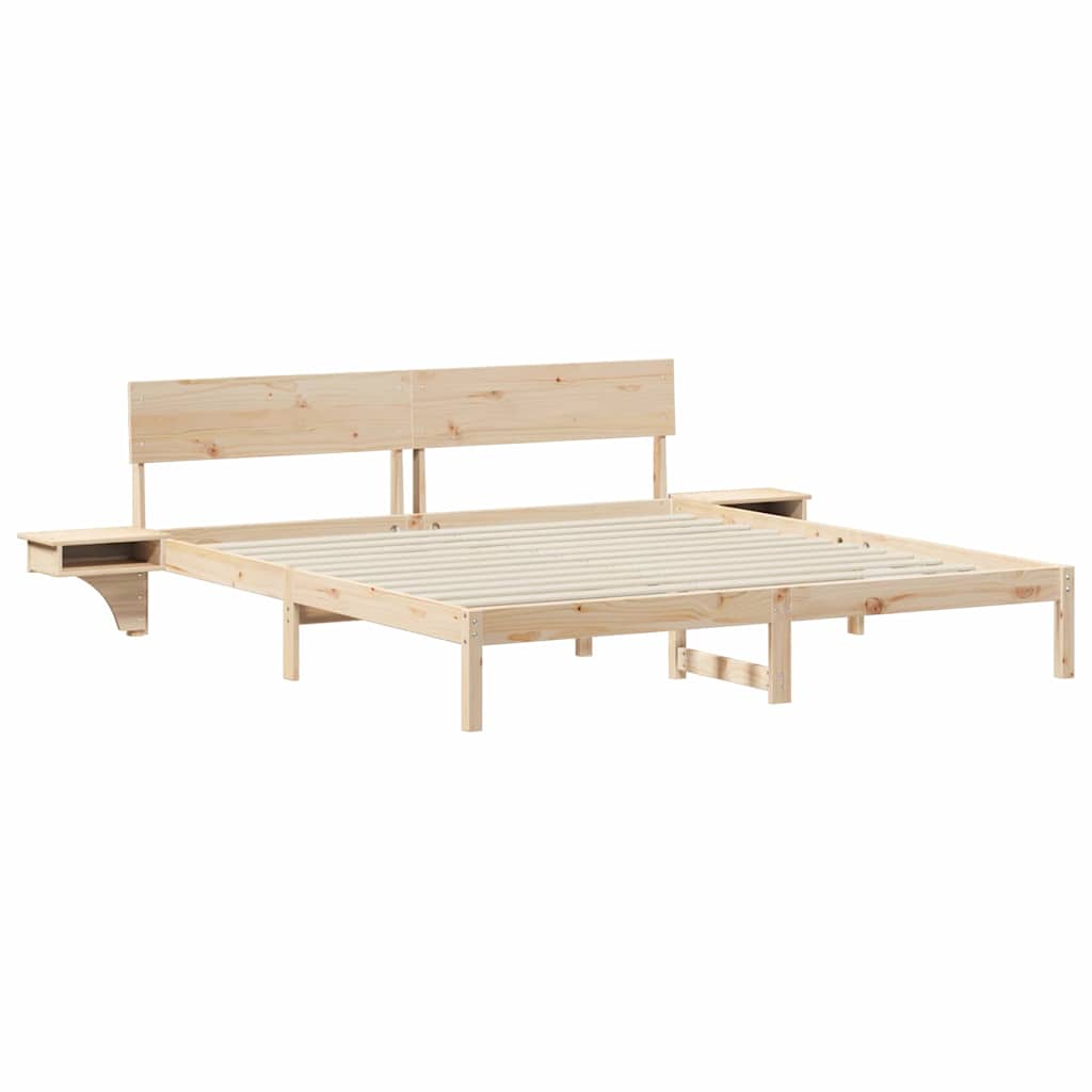 vidaXL Bedframe met hoofdeinde Bruin 200 x 200 cm Massief grenenhout