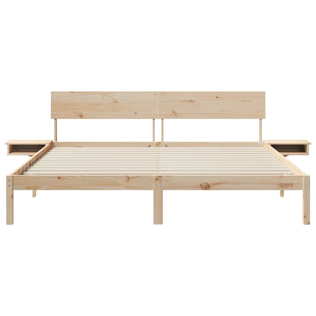 vidaXL Bedframe met hoofdeinde Bruin 200 x 200 cm Massief grenenhout