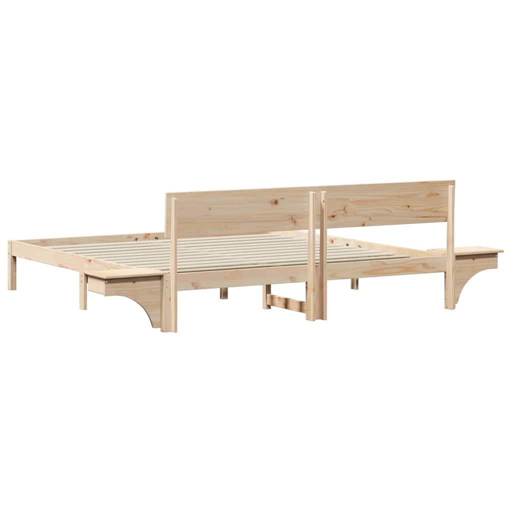 vidaXL Bedframe met hoofdeinde Bruin 200 x 200 cm Massief grenenhout