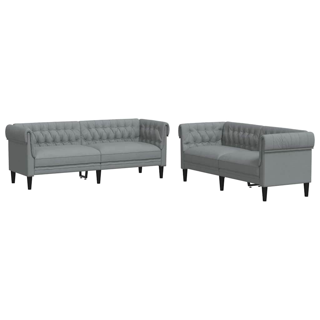Bankstel 2 pcs Lichtgrijs Stof