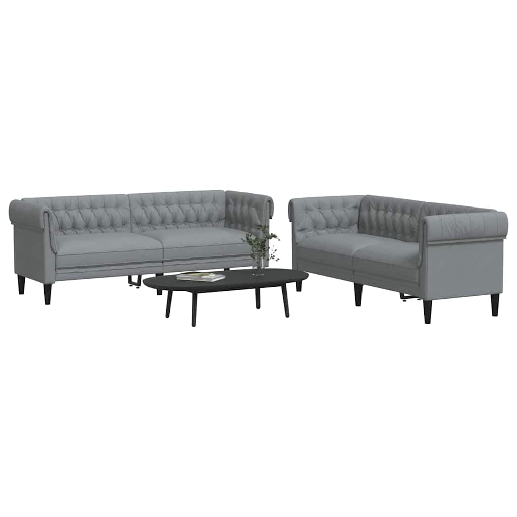Bankstel 2 pcs Lichtgrijs Stof
