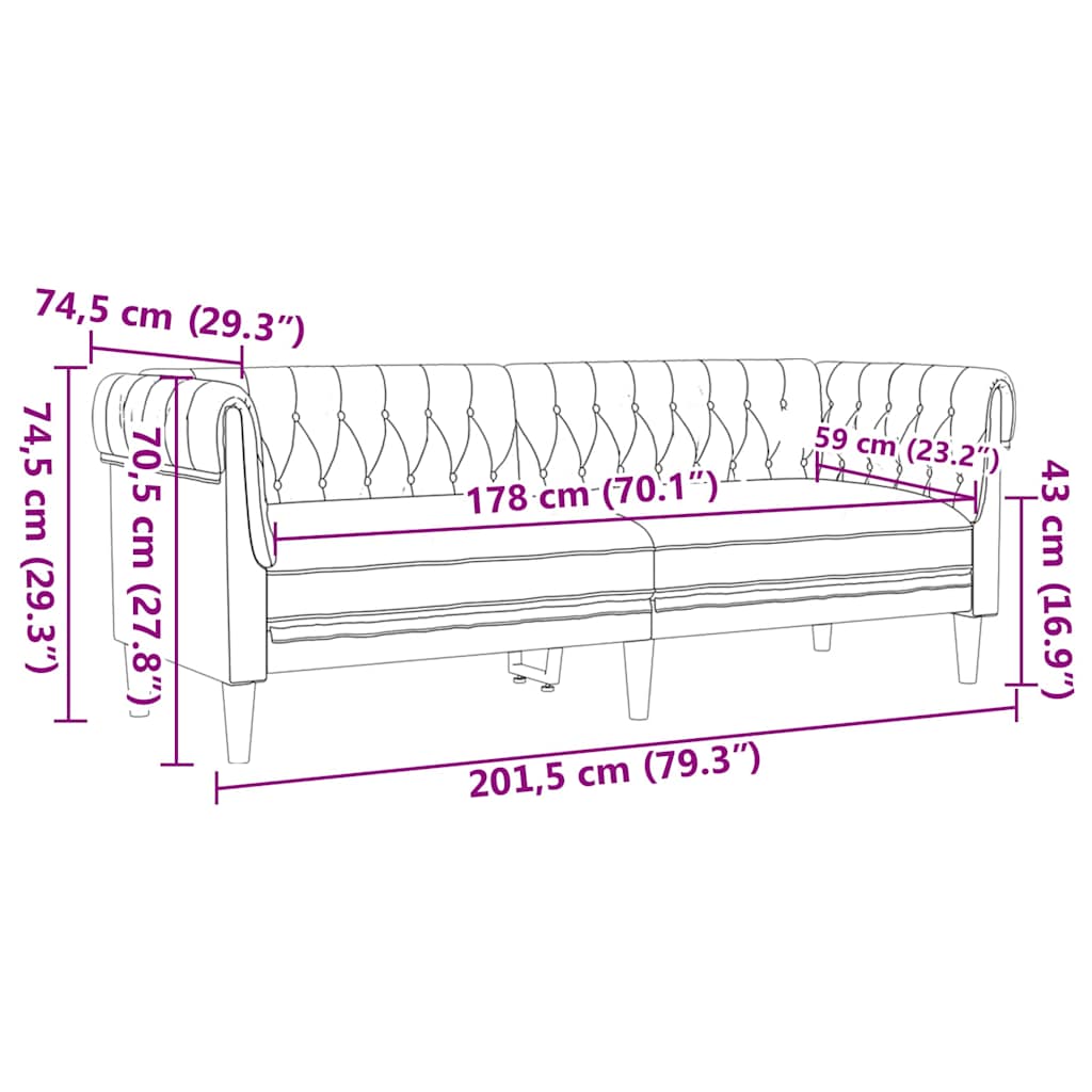 Bankstel 2 pcs Lichtgrijs Stof