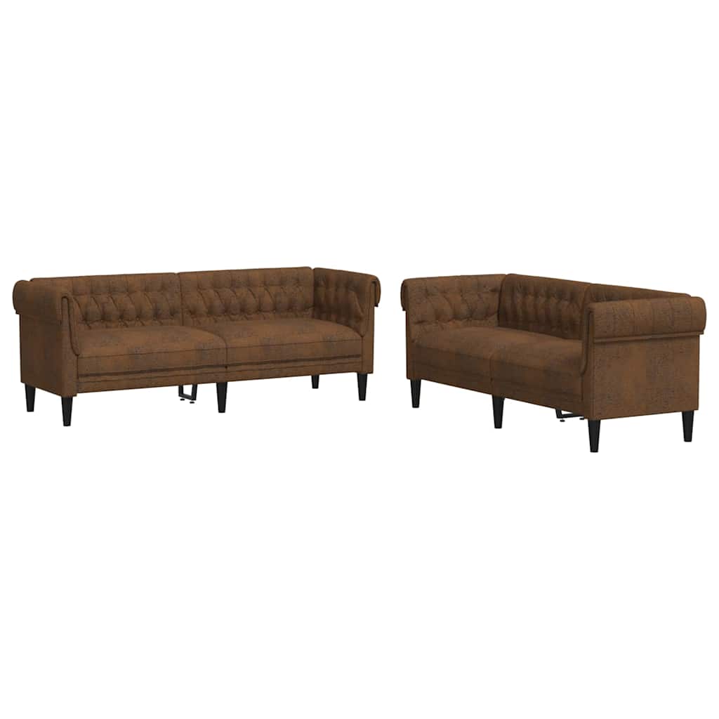Bankstel 2 pcs Bruin 201.5 x 74.5 x 74.5 cm Stof