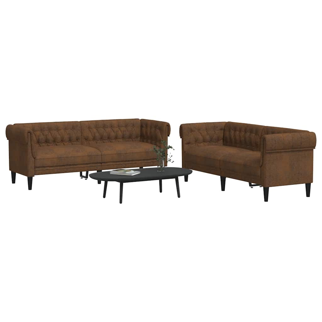 Bankstel 2 pcs Bruin 201.5 x 74.5 x 74.5 cm Stof