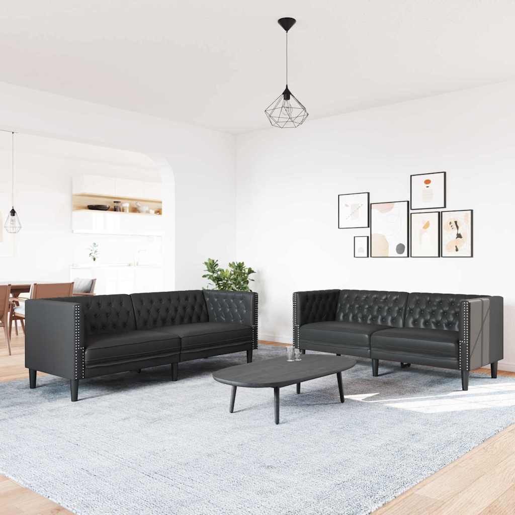 Bankstel 2 pcs Zwart 194 x 74.5 x 70.5 cm Kunstleer