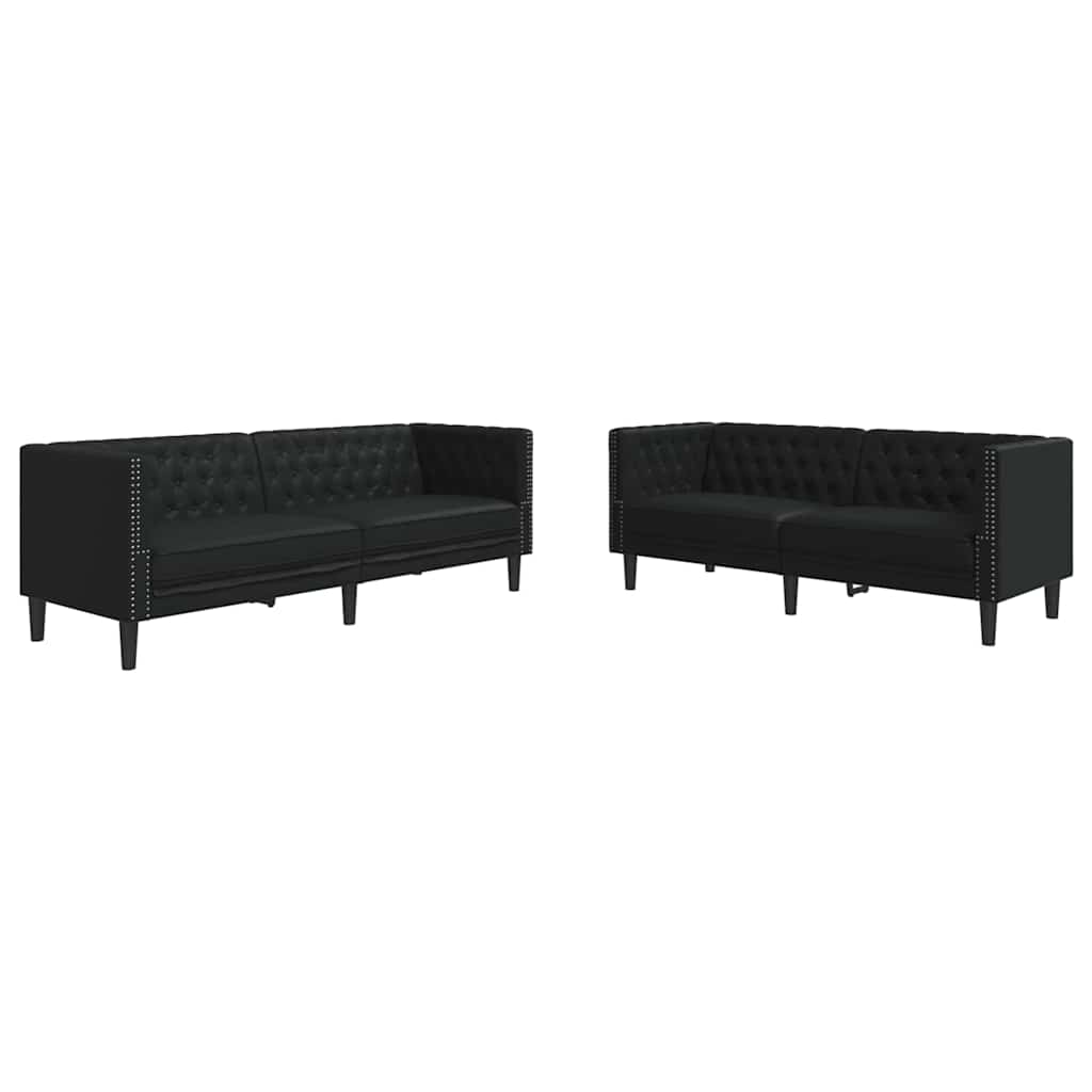 Bankstel 2 pcs Zwart 194 x 74.5 x 70.5 cm Kunstleer