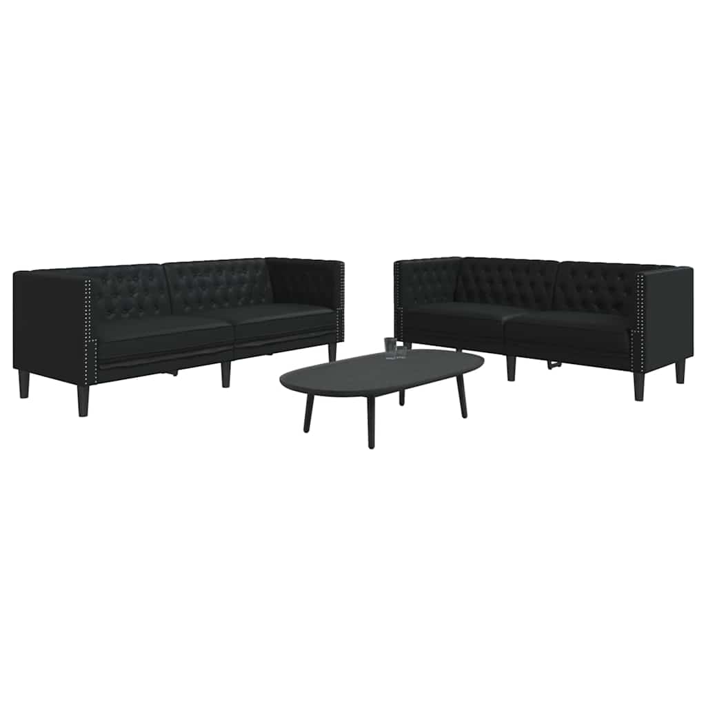 Bankstel 2 pcs Zwart 194 x 74.5 x 70.5 cm Kunstleer