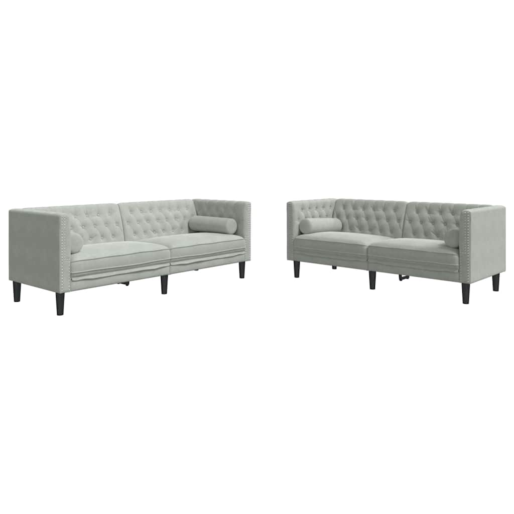 Bankstel 2 pcs Lichtgrijs Fluweel