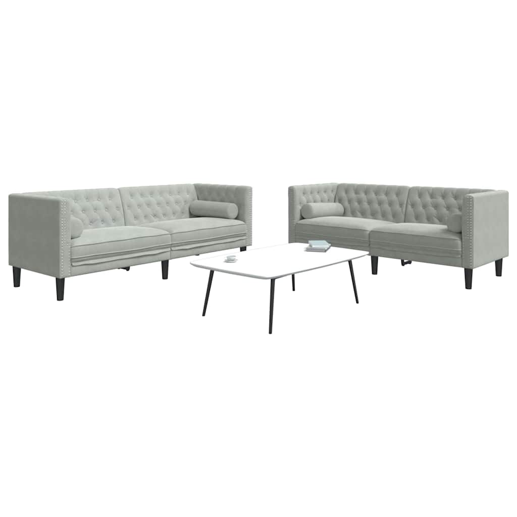 Bankstel 2 pcs Lichtgrijs Fluweel