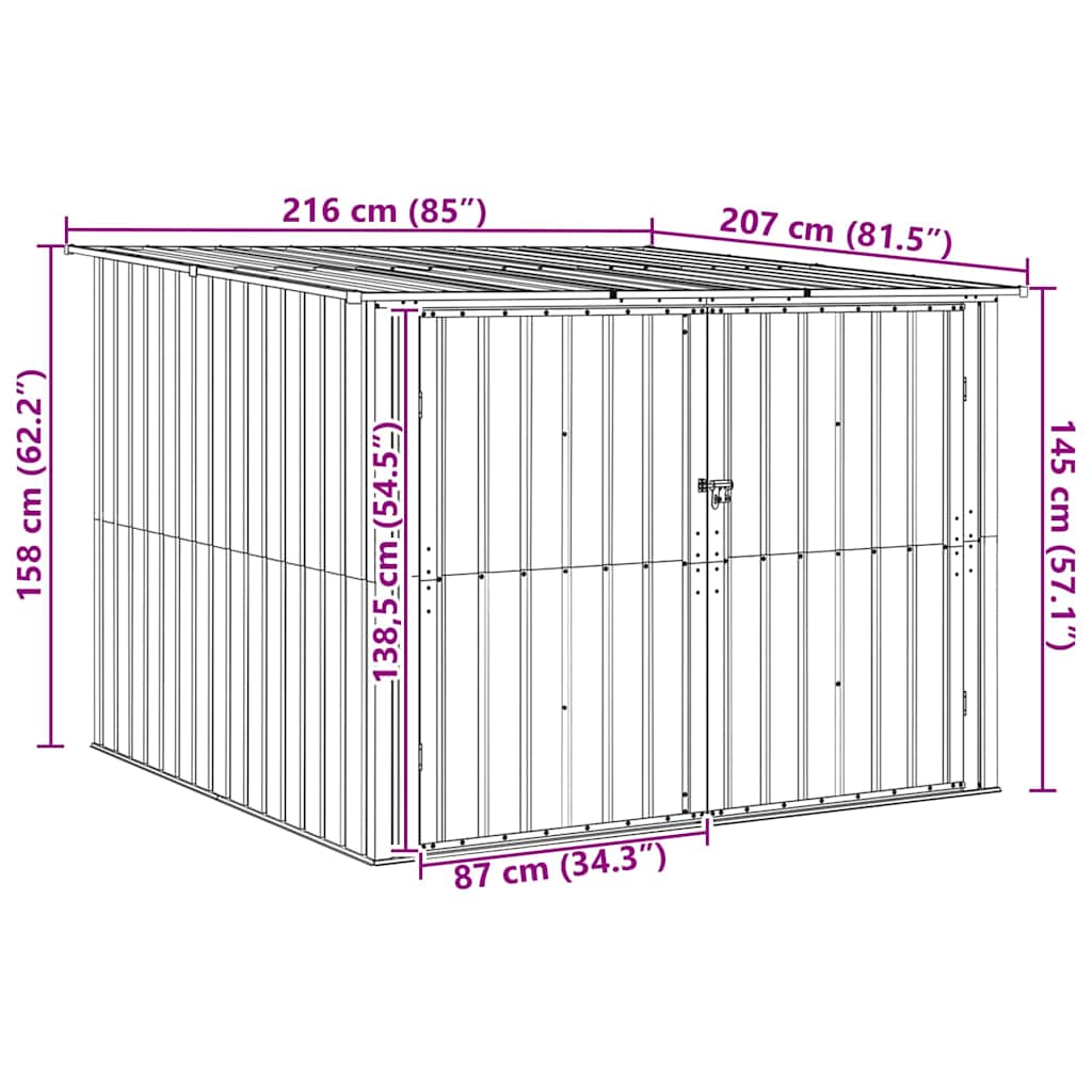 vidaXL Fietsschuurtje 3 pcs Antraciet 215 x 206 x 157 cm Metaal