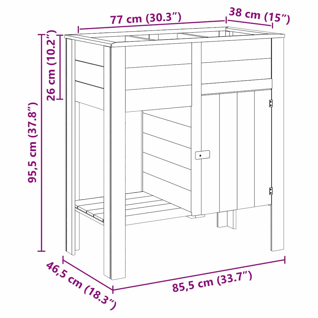 vidaXL Opbergbed voor in de tuin 85 x 46 x 96 cm Behandeld Grenenhout
